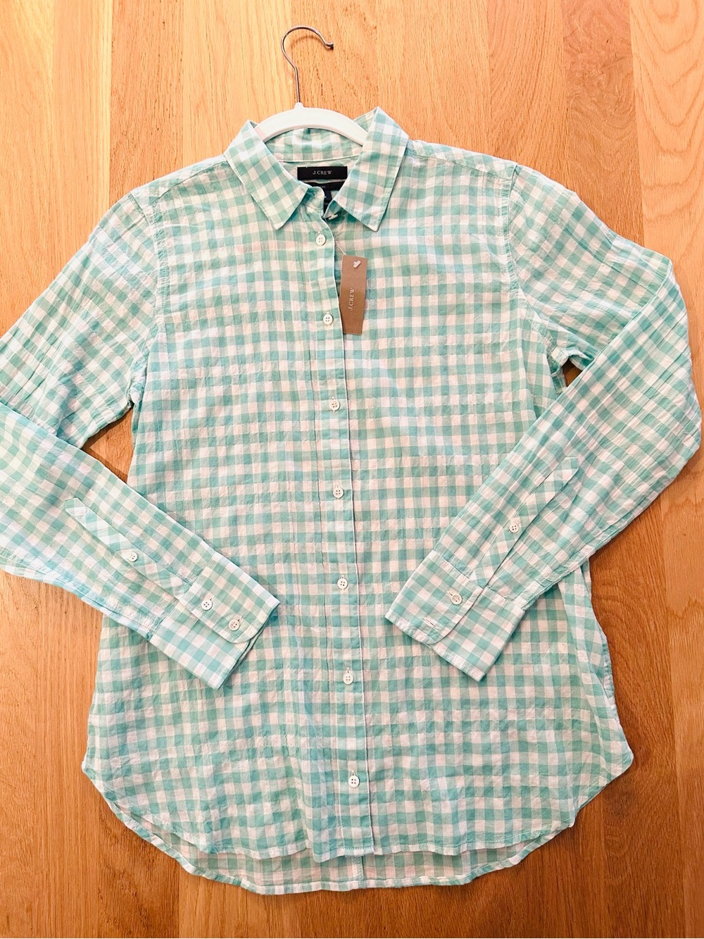 NWT J. Crew Fresh Gingham Button-Down Shirt ‘classic fit boy shirt’ size 6